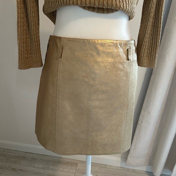 Coach Gold leather skirt size 8 - Picture 1 of 4
